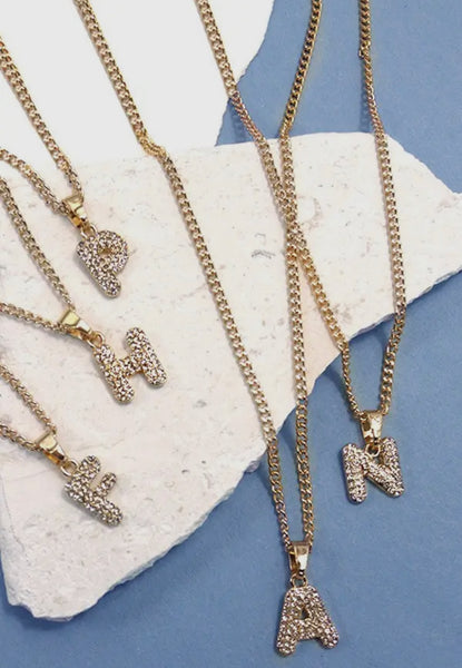Rhinestone Initial Necklace