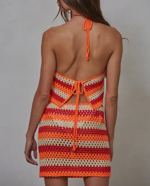 Crochet Halter Top Swim Cover