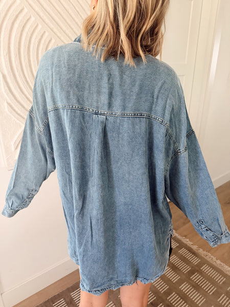 Sierra Chambray Top - Plus Sized-