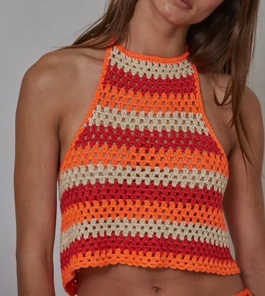 Crochet Halter Top Swim Cover