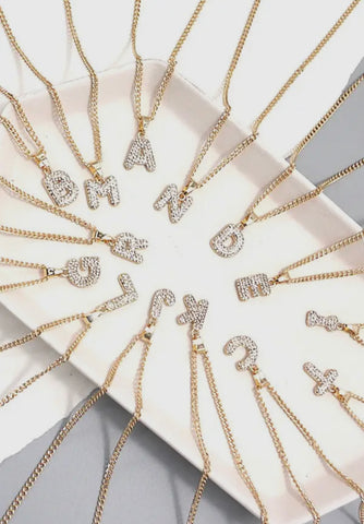 Rhinestone Initial Necklace