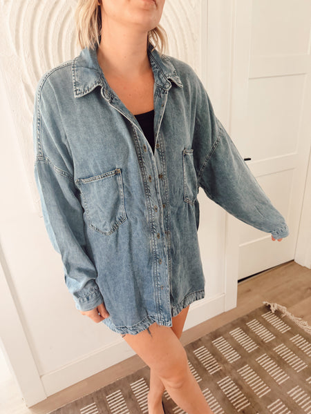 Sierra Chambray Top - Plus Sized-