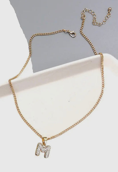 Rhinestone Initial Necklace